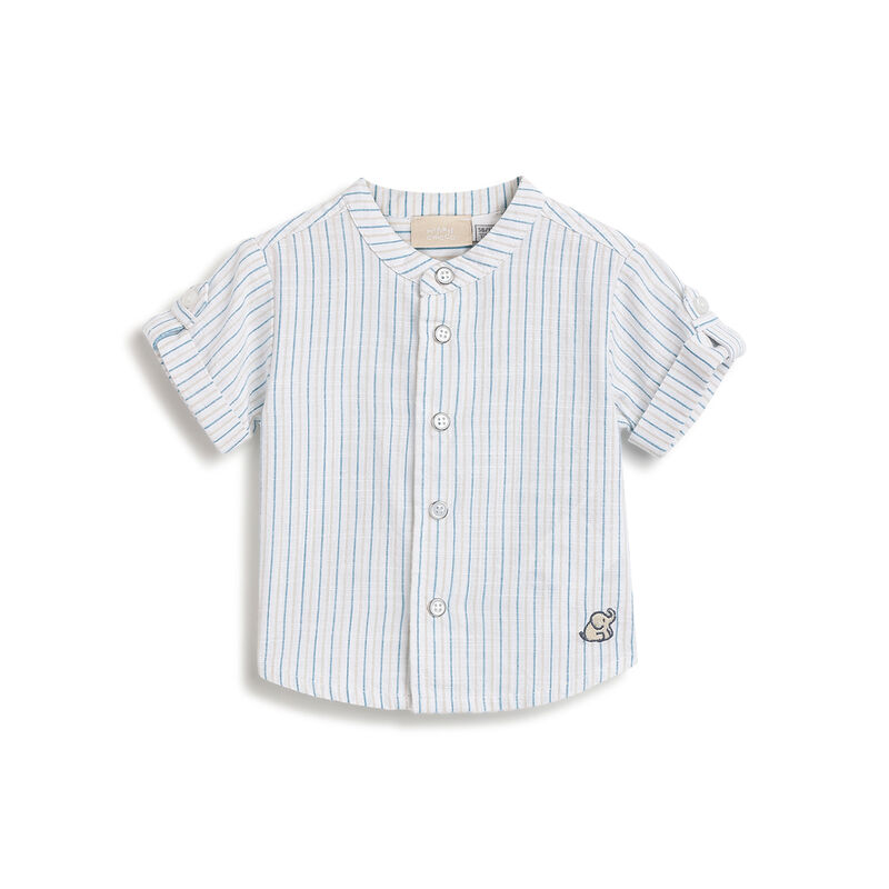 Boys White & Blue Striped Short Sleeve Shirt image number 0